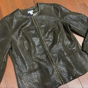 CHICO’S Brown Faux Snakeskin Jacket